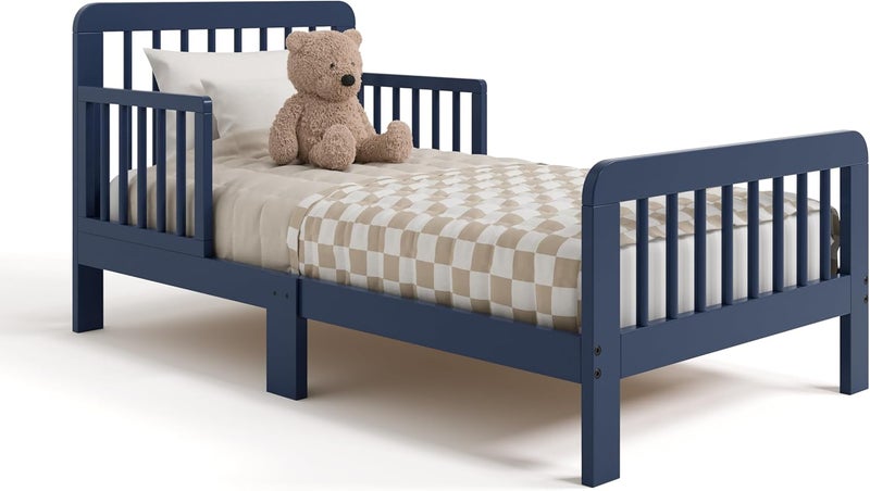 Storkcraft Pasadena Toddler Bed (Midnight Blue) - GREENGUARD Gold Certified, 100% Solid Wood, Fits Standard Crib Mattress, Toddler Rails Included, Complete Design with Headboard & Footboard - Image 3
